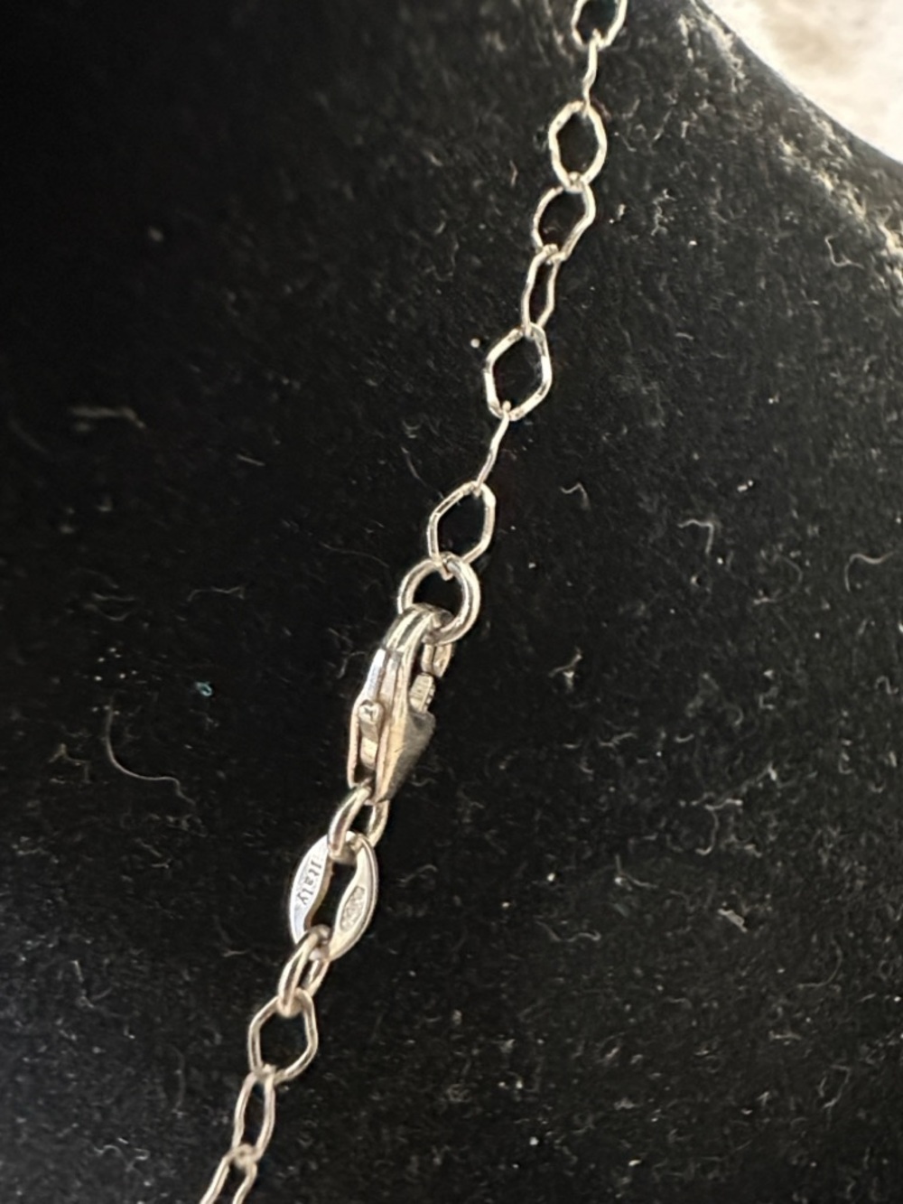 SOLD Milros Blue Murano Glass Foil Heart Pendant Necklace 14K White Gold Chain - Picture 9 of 13